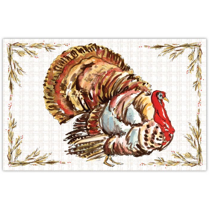 RosanneBeck Collections - Handpainted Turkey with Hay Berries Placemat