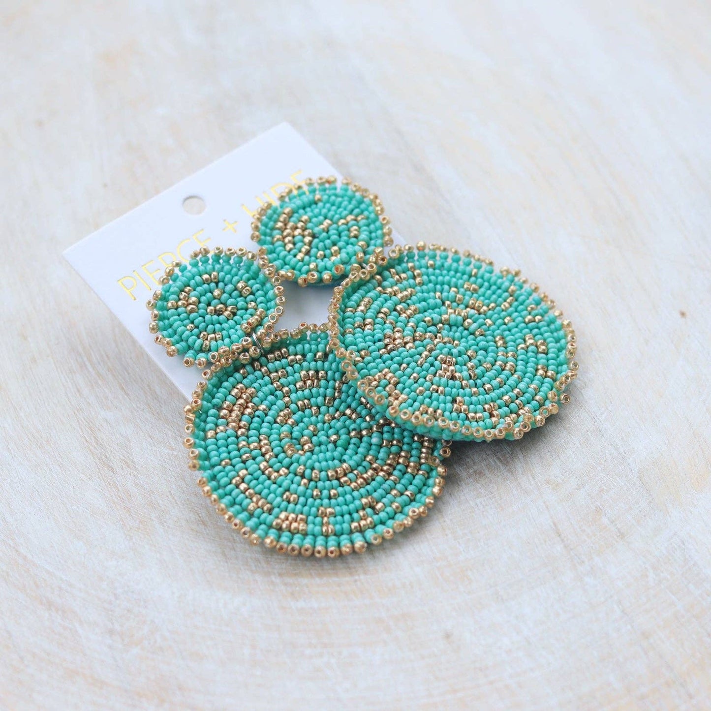 Mint & Gold Drop Disc Earrings