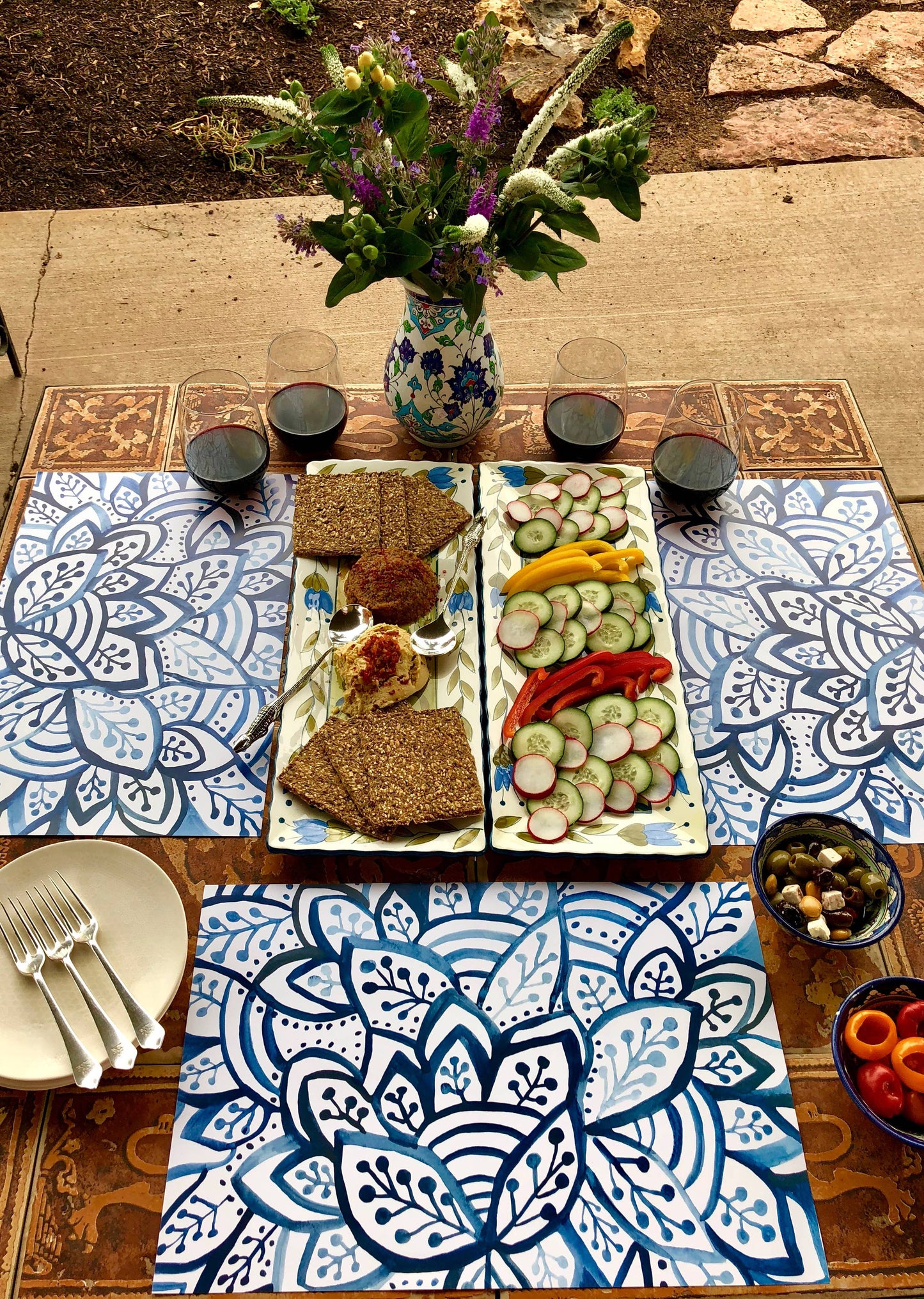 Blue Burst Paper Placemat Pad