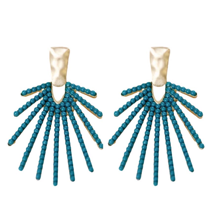 St Armands Designs of Sarasota - Dark Turquoise Sunburst Statement Drop Earrings