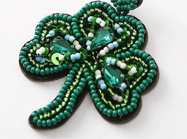 Women's Clover Earrings St. Patrick's Day Rice Bead Earrings