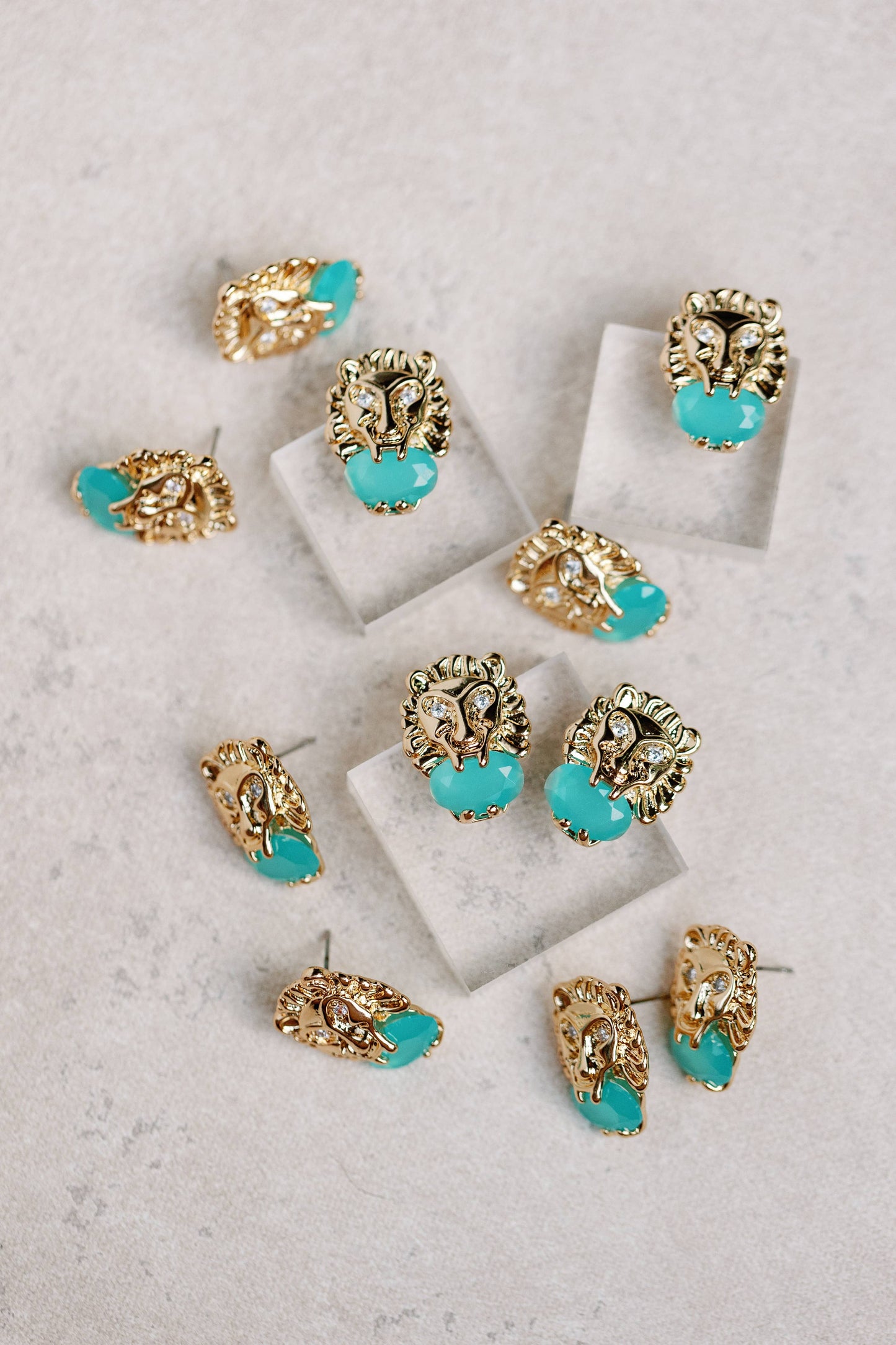 St Armands Designs of Sarasota - Turquoise and Gold Lion Studs