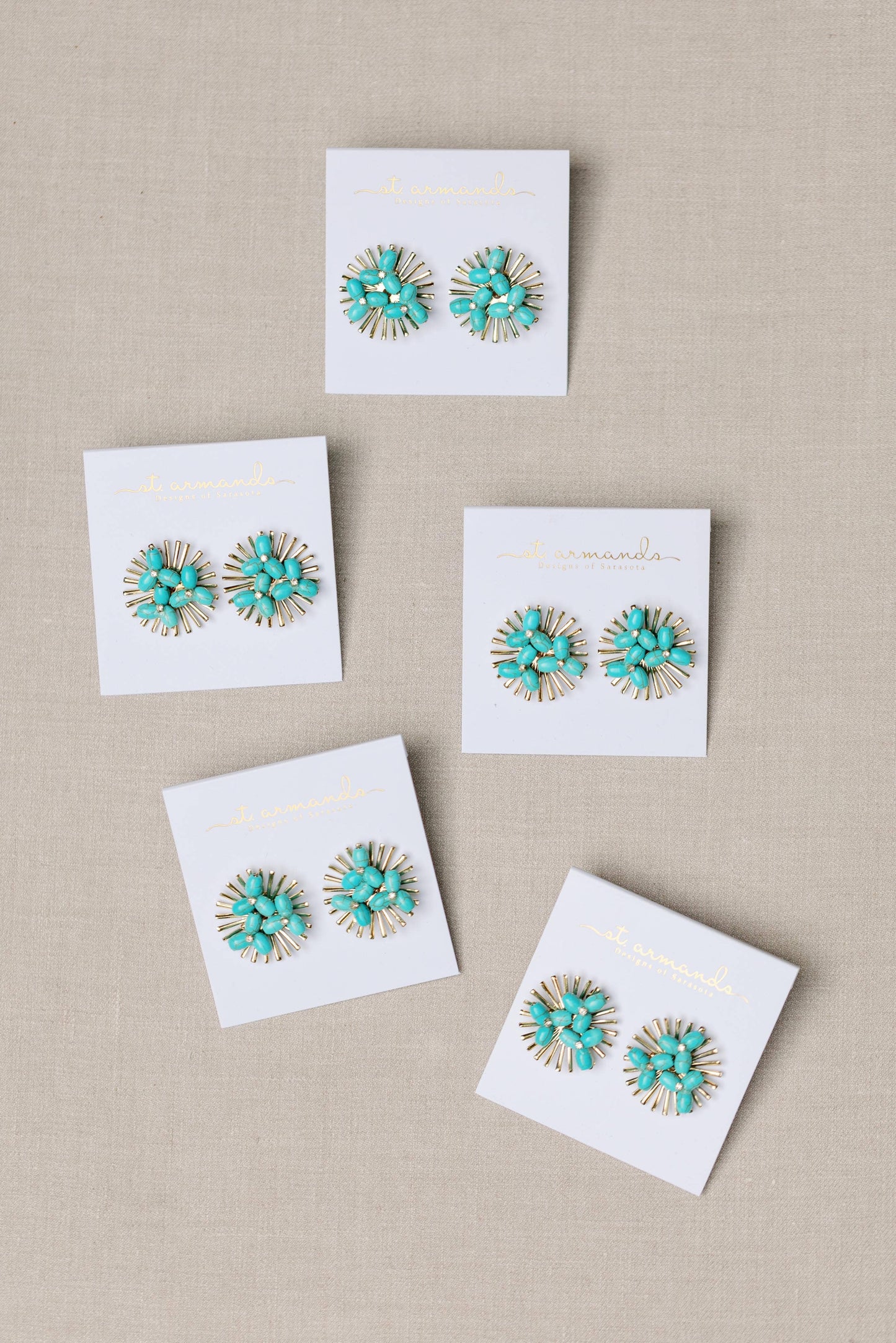 St Armands Designs of Sarasota - Turquoise Sunburst Statement Stud Earrings