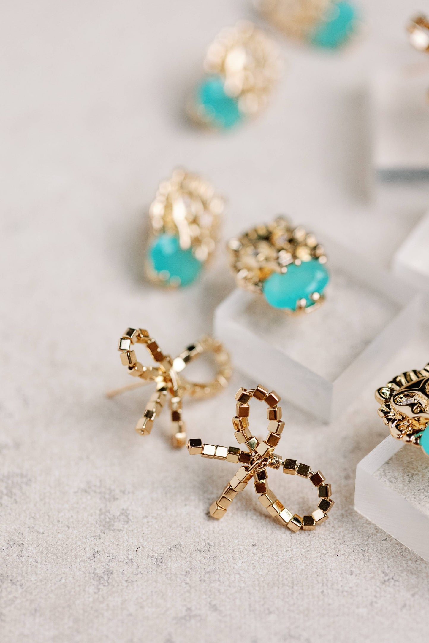 St Armands Designs of Sarasota - Turquoise and Gold Lion Studs