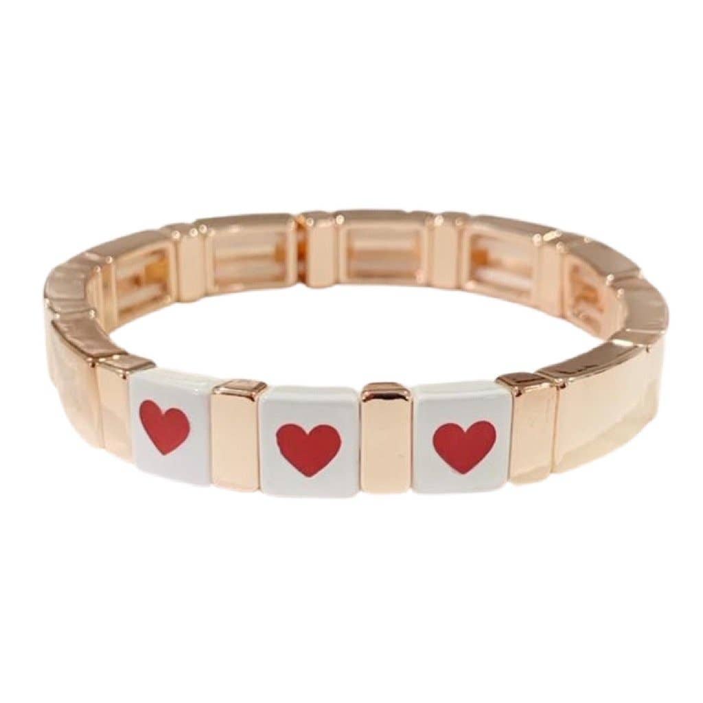 Caryn Lawn - Word Tile Bracelet - Rose Gold Triple Heart