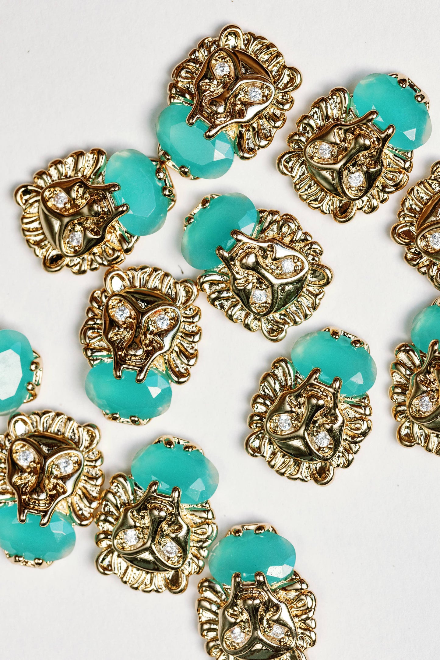 St Armands Designs of Sarasota - Turquoise and Gold Lion Studs