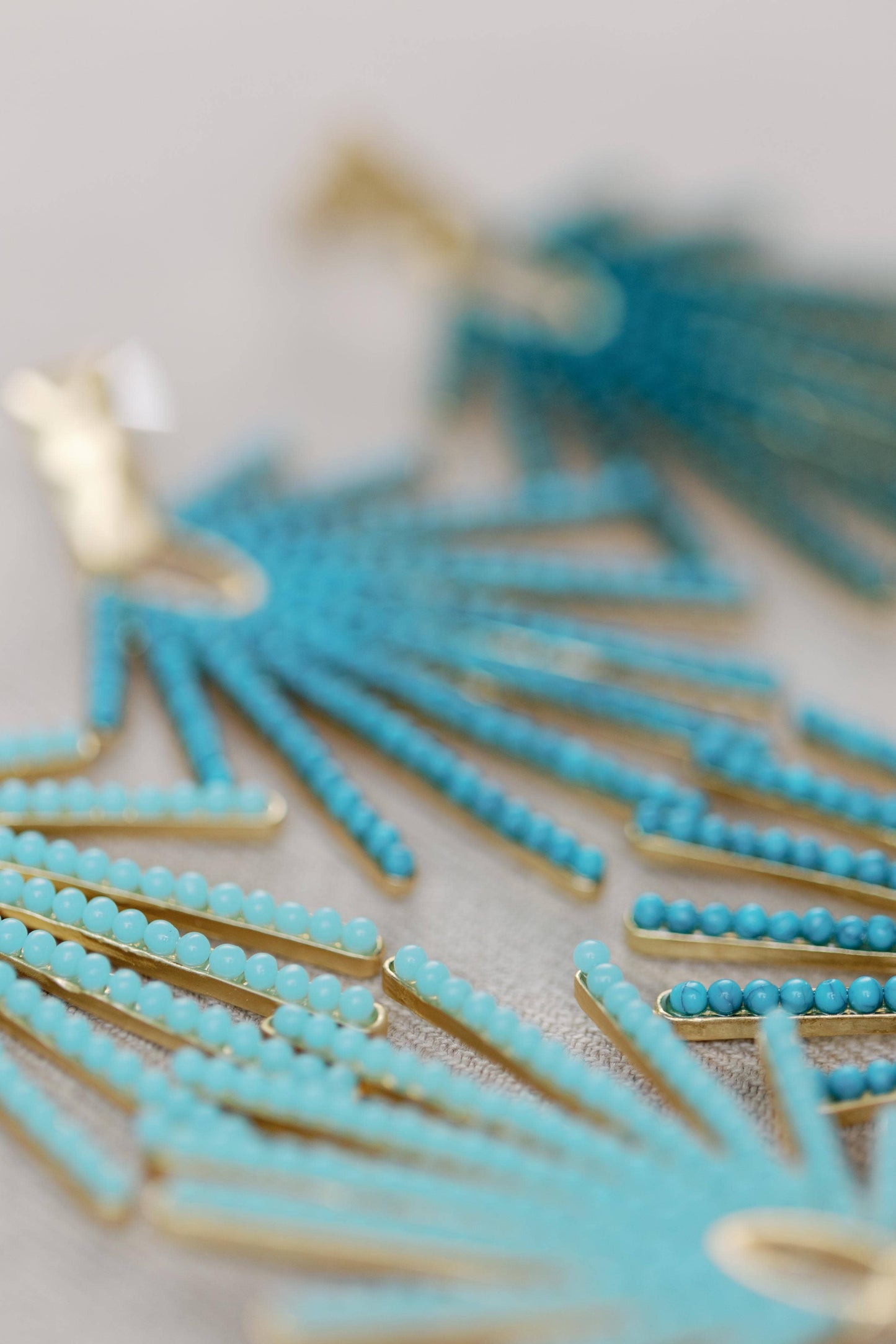 St Armands Designs of Sarasota - Dark Turquoise Sunburst Statement Drop Earrings