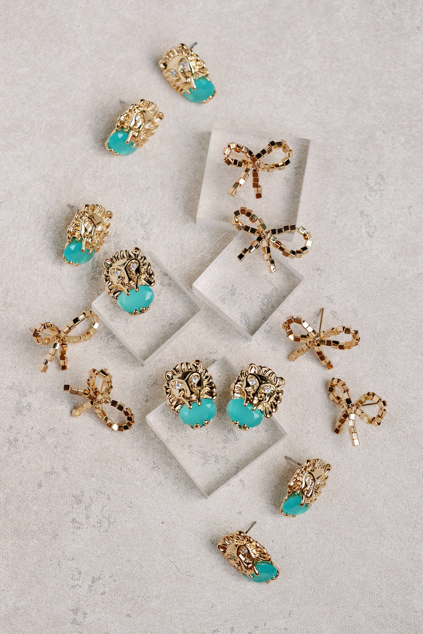 St Armands Designs of Sarasota - Turquoise and Gold Lion Studs