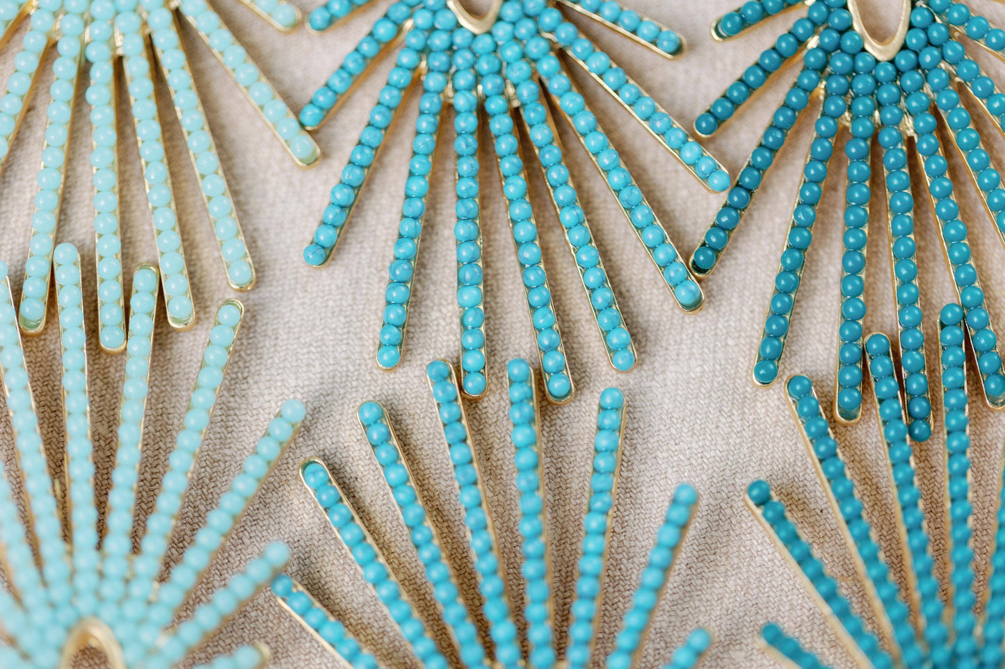 St Armands Designs of Sarasota - Dark Turquoise Sunburst Statement Drop Earrings