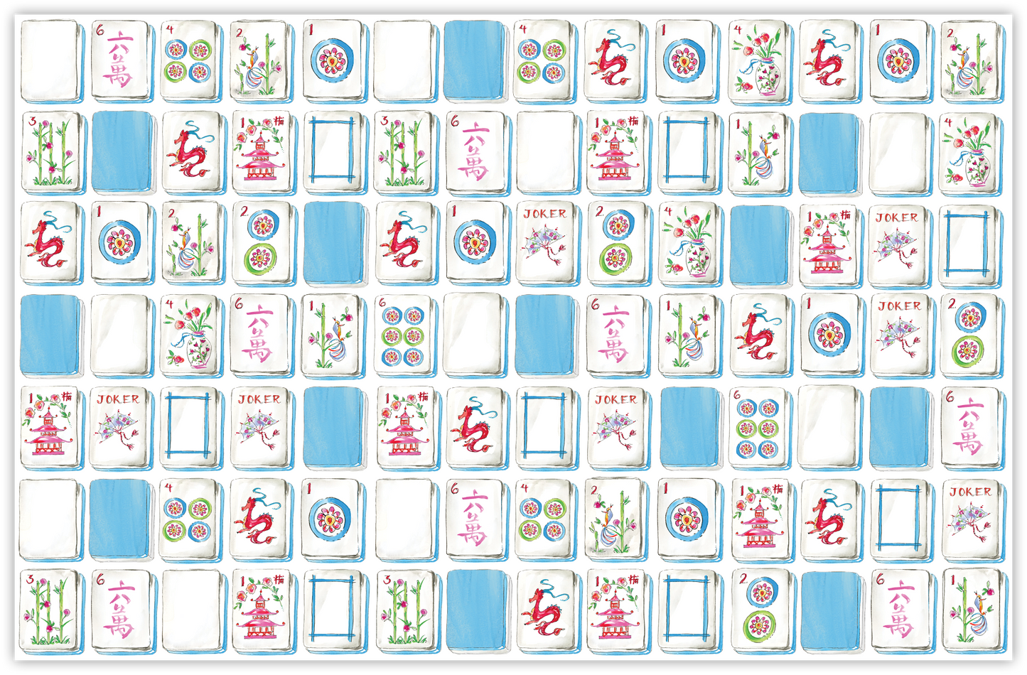 Handpainted Mahjong Assortment Placemat