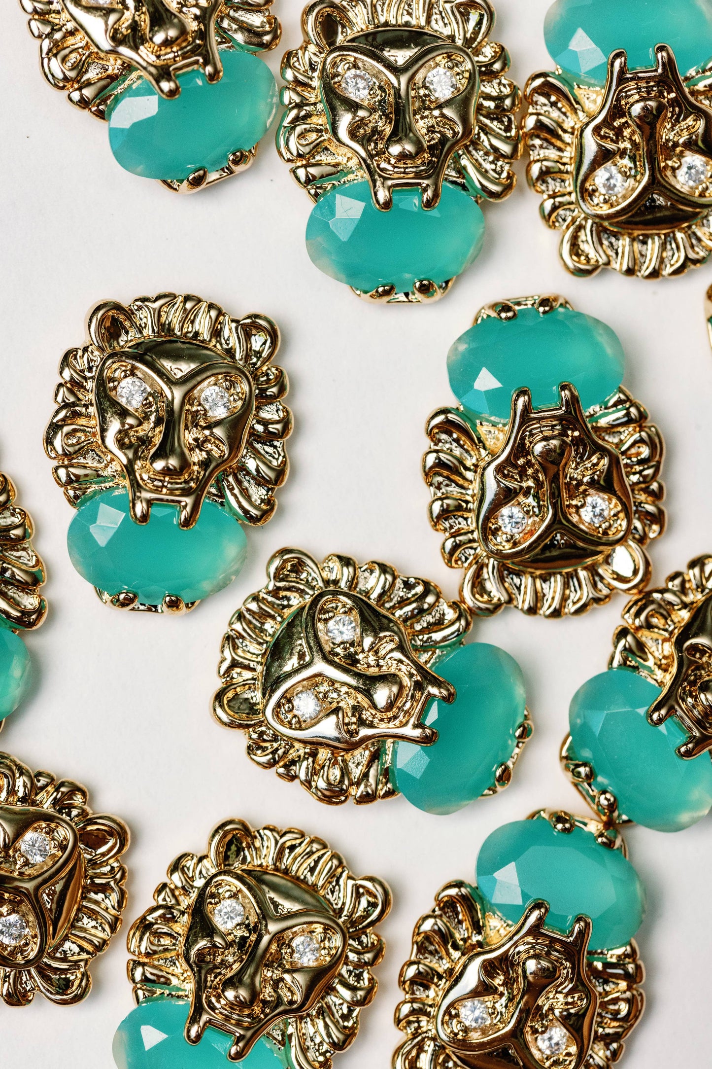 St Armands Designs of Sarasota - Turquoise and Gold Lion Studs