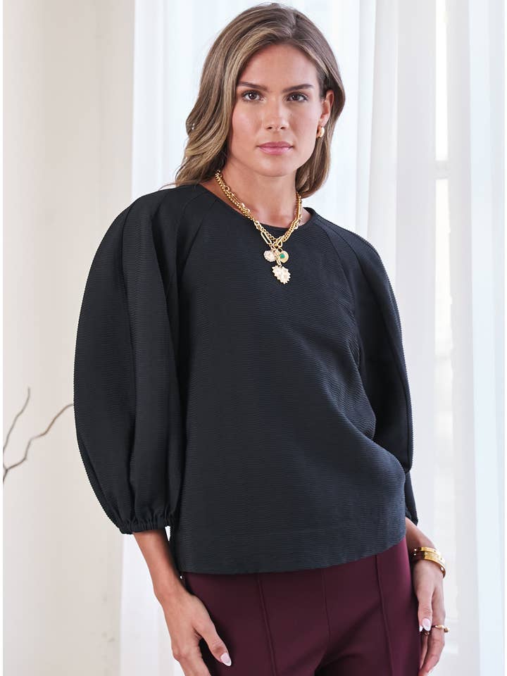 Ember Textured Fabric Voluminous Sleeve Top