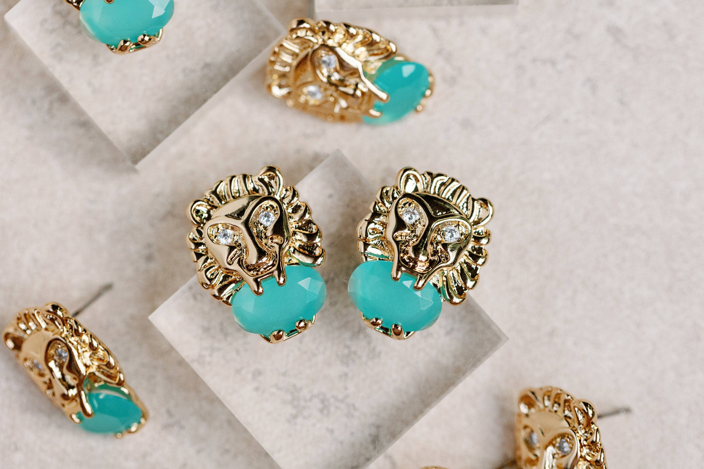 St Armands Designs of Sarasota - Turquoise and Gold Lion Studs