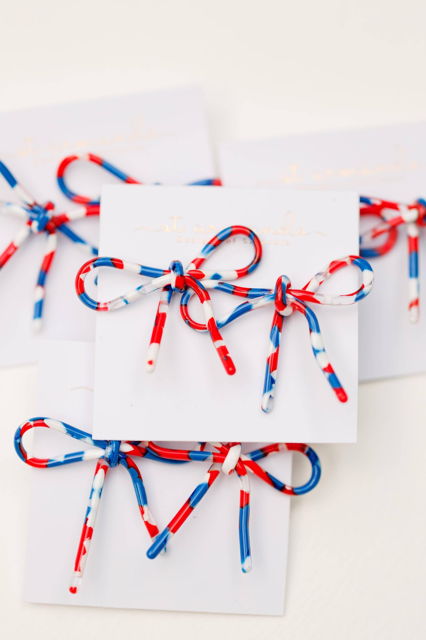 Red, White, and Blue Patriotic Statement Stud Bow Earrings