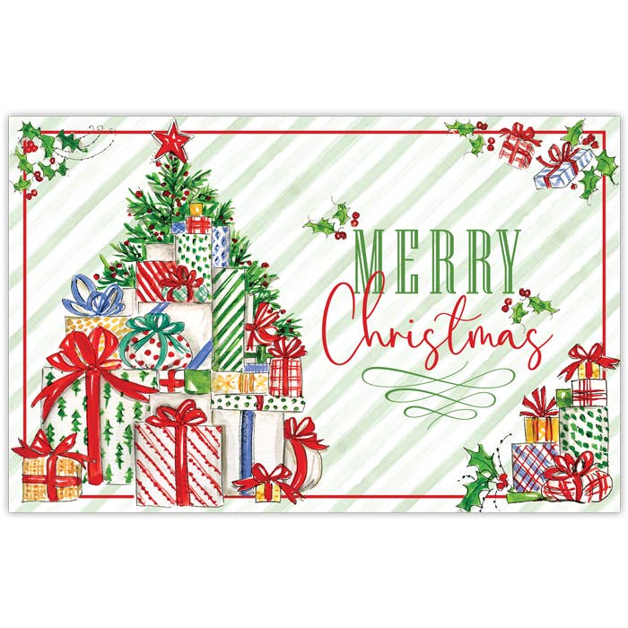 Merry Christmas Handpainted Tree with Packages Placemat
