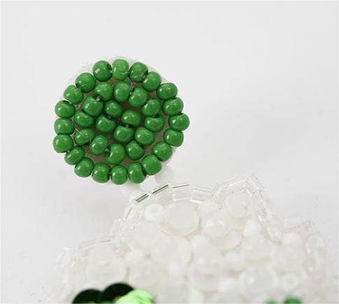 Women green beer mug St. Patrick's Day rice bead earrings