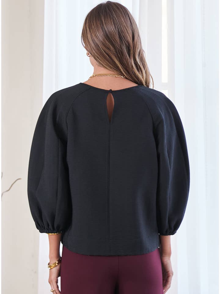 Ember Textured Fabric Voluminous Sleeve Top
