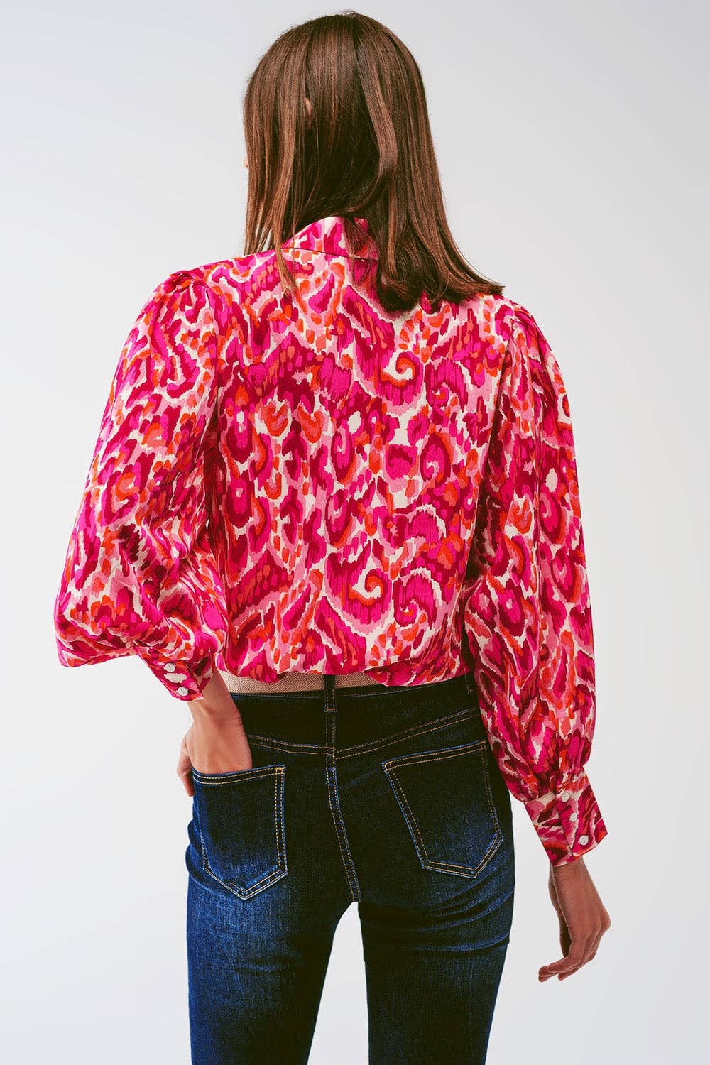 Floral Print Blouse with Volume Sleeves