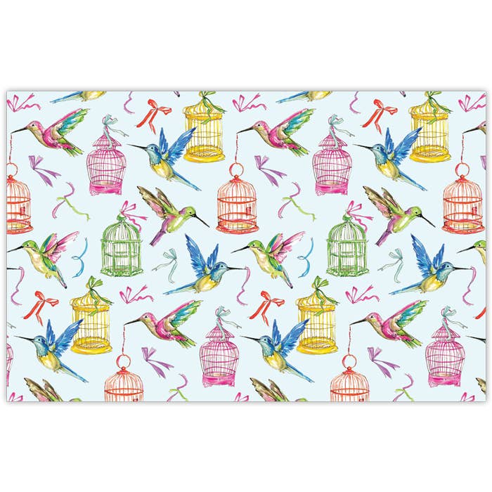 Handpainted Birdhouses and Hummingbirds Placemat