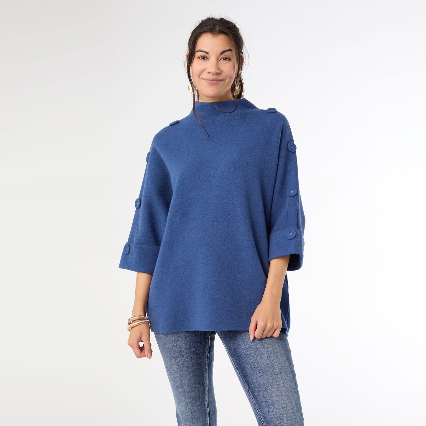 Heavenly-Luxe Elbow Sleeve Funnel Neck Top