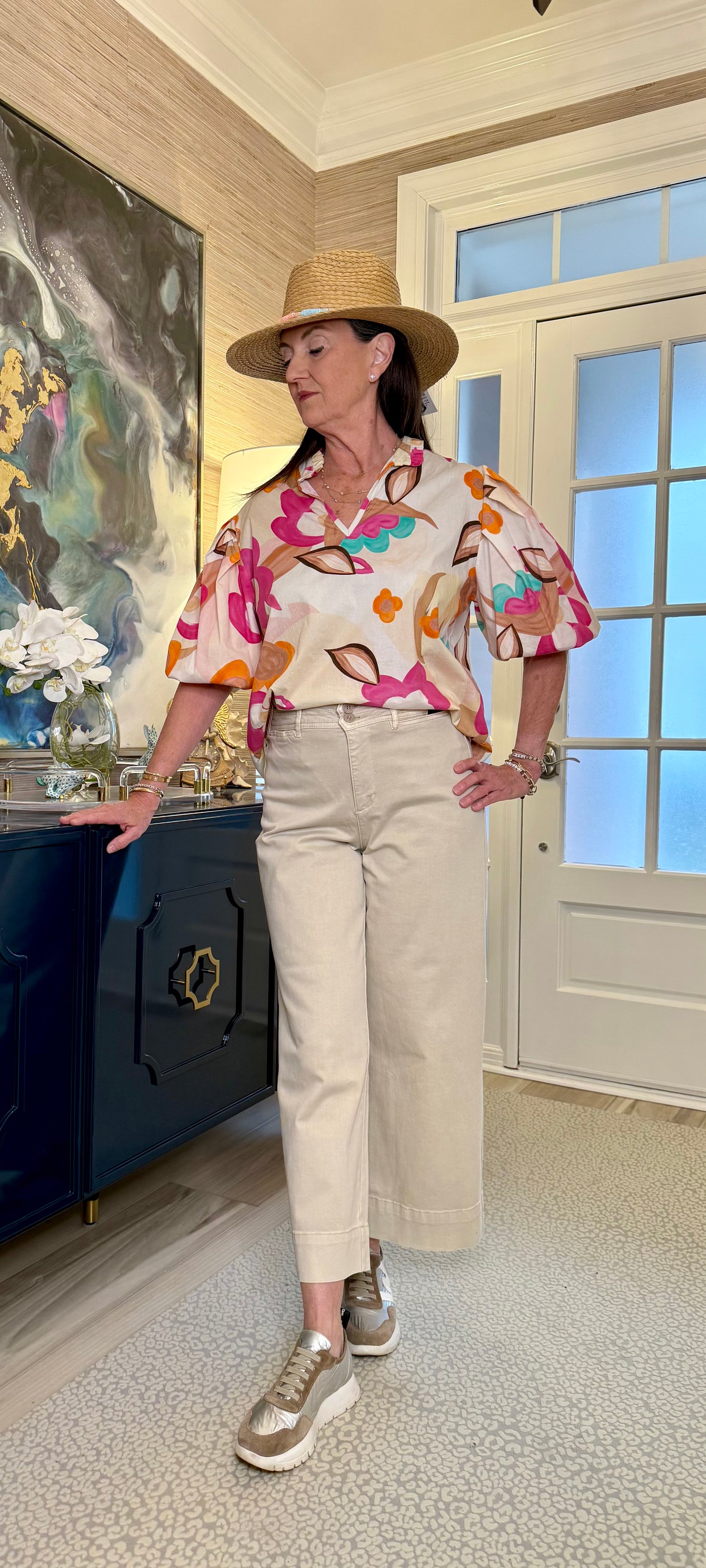 Comfort Stretch Fly Front Wide Leg Pant