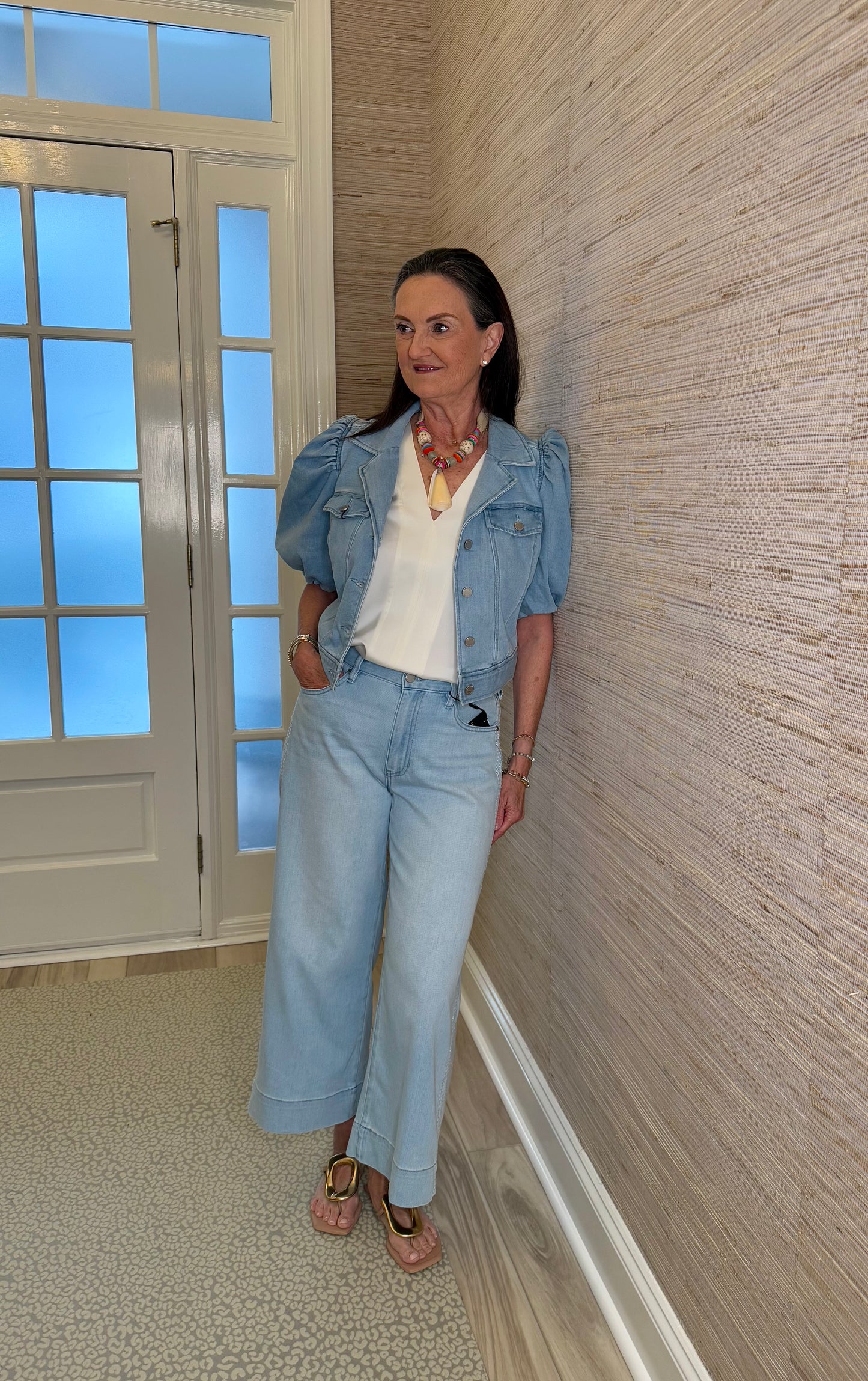 Puff Sleeve Cropped Trucker Jacket