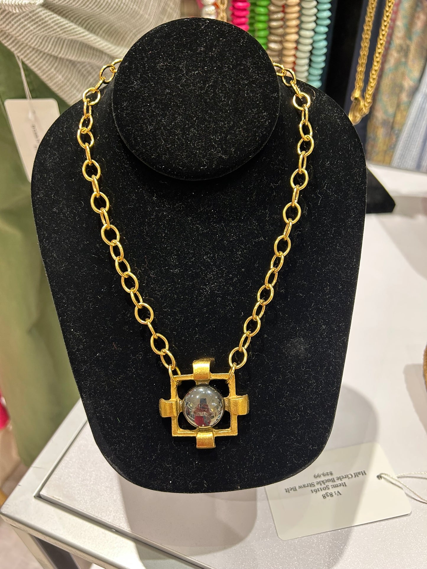 Brooklyn Black Stone Statement Necklace by Yoshi NY