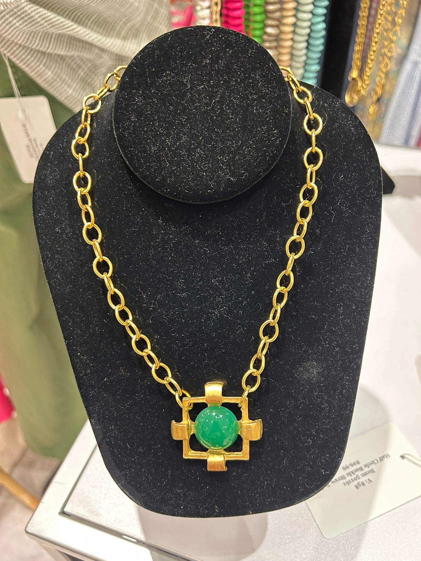 Brooklyn Emerald Stone Statement Necklace by Yoshi NY