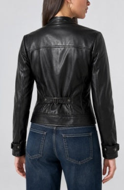 Sleek & Edgy Leather Moto Jacket
