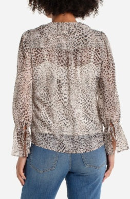 Liverpool Long Sleeve Ruffle Front Shirt