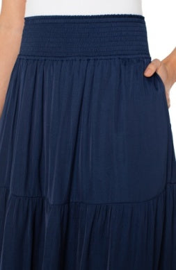 Midnight Tiered Woven Maxi Skirt