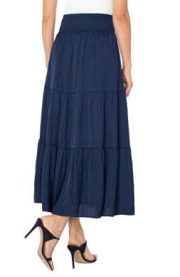 Midnight Tiered Woven Maxi Skirt