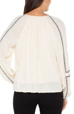 Vallie Embroidered Woven Raglan Blouse