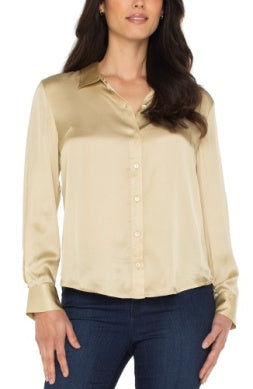 Silky Button Front Blouse