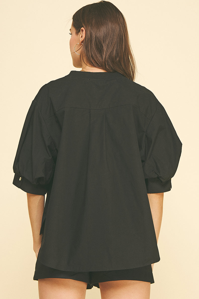 Pinch Mixed Media Blouse