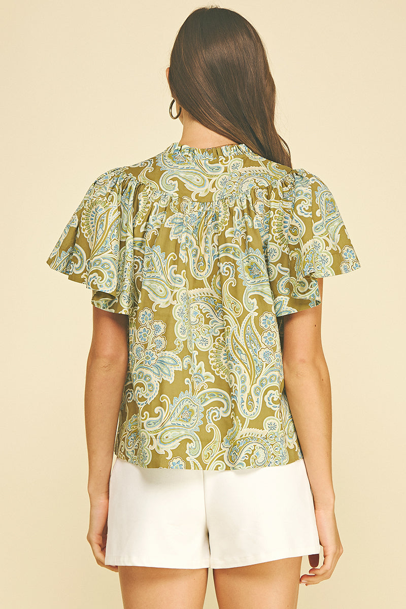 Pinch - Olive Grove Paisley Blouse