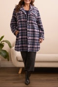 Tribal Knit Plain Notch Collar Shacket