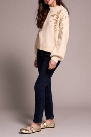 Latte Mock Neck Sweater with Sequins