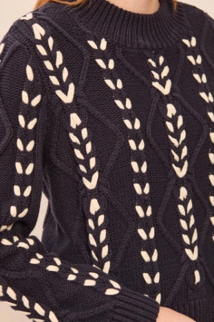 Tribal - Heirloom Cable Mock Neck Sweater