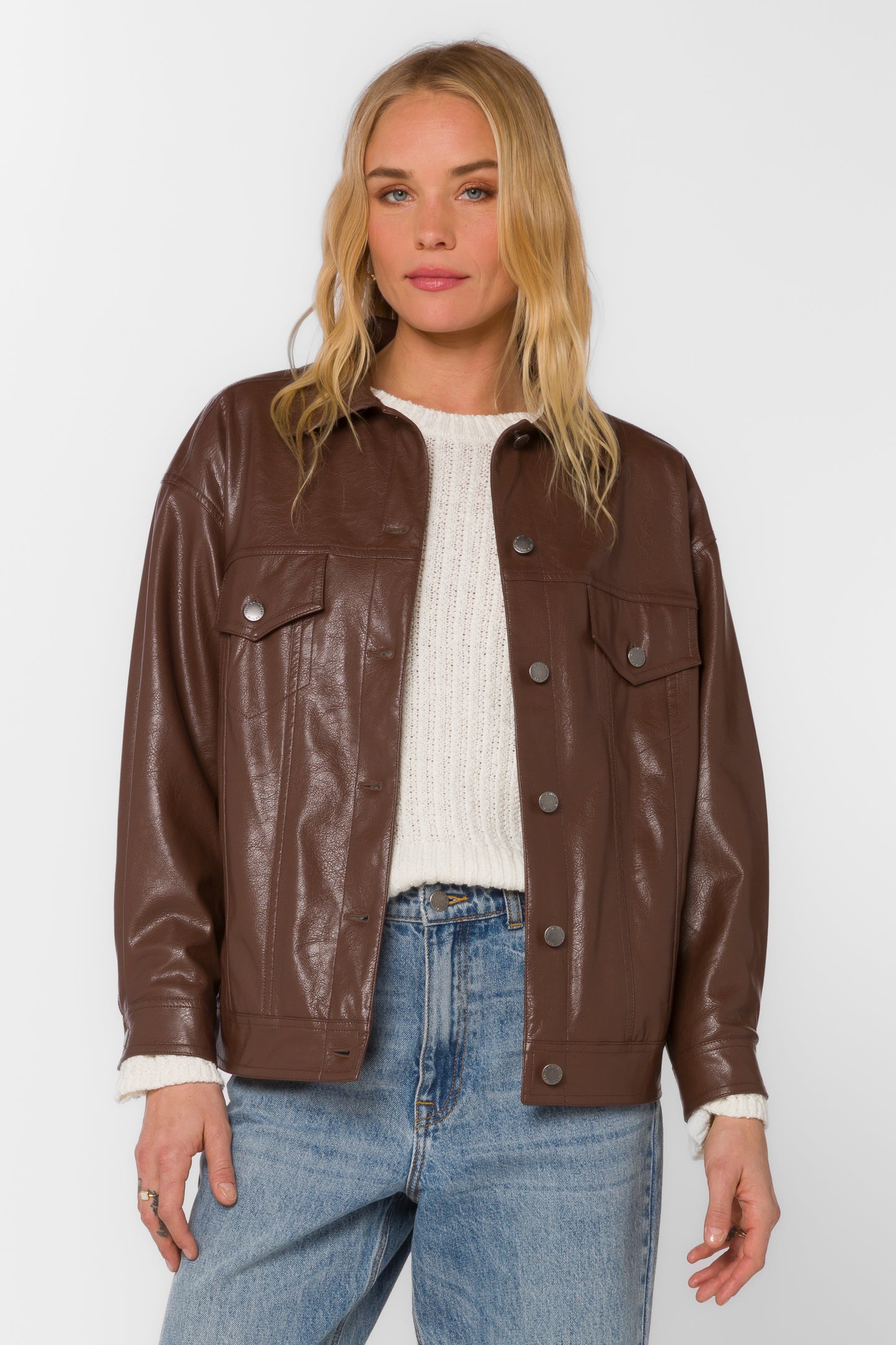 Chocolate Luxe Faux Leather Jacket