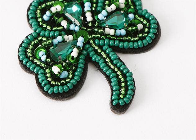 Women's Clover Earrings St. Patrick's Day Rice Bead Earrings