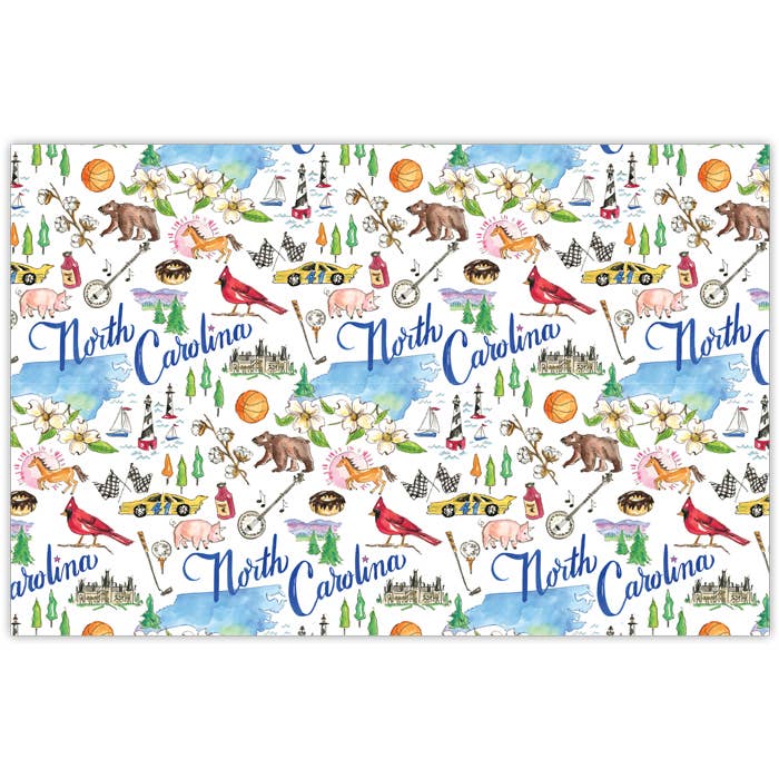 North Carolina Handpainted Icons Pattern Placemat