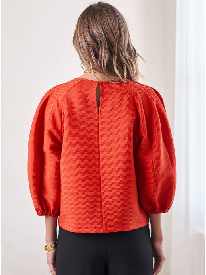 Ember Textured Fabric Voluminous Sleeve Top