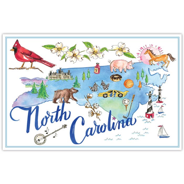 North Carolina Handpainted Icons Placemat