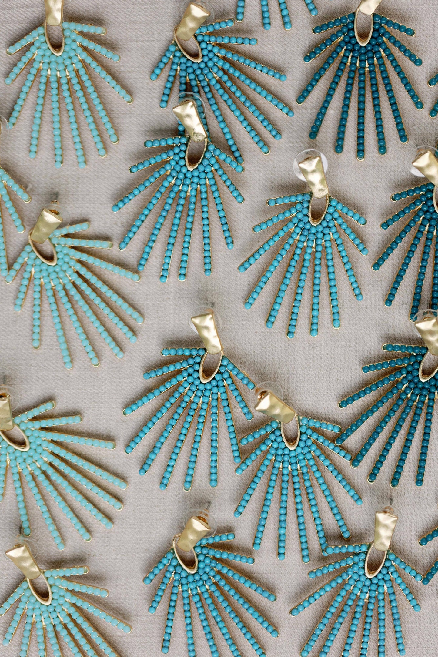 St Armands Designs of Sarasota - Dark Turquoise Sunburst Statement Drop Earrings