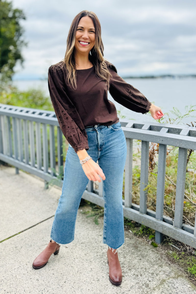 Maisie Cutwork Top - Brown