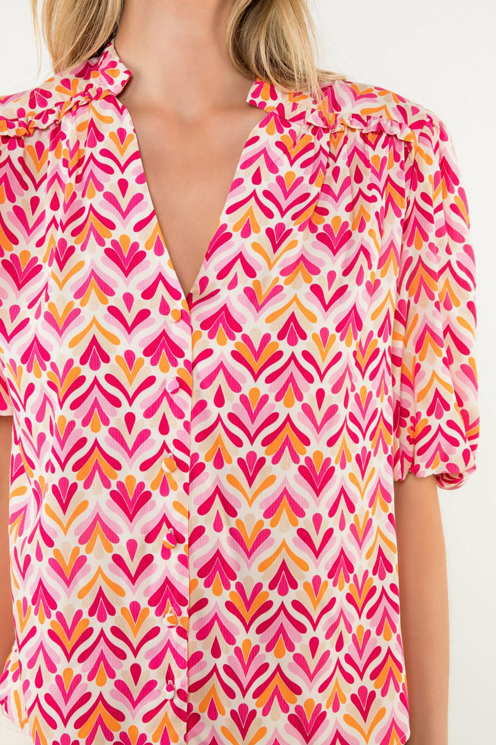 THML Pretty in Pink Puff Sleeve Blouse