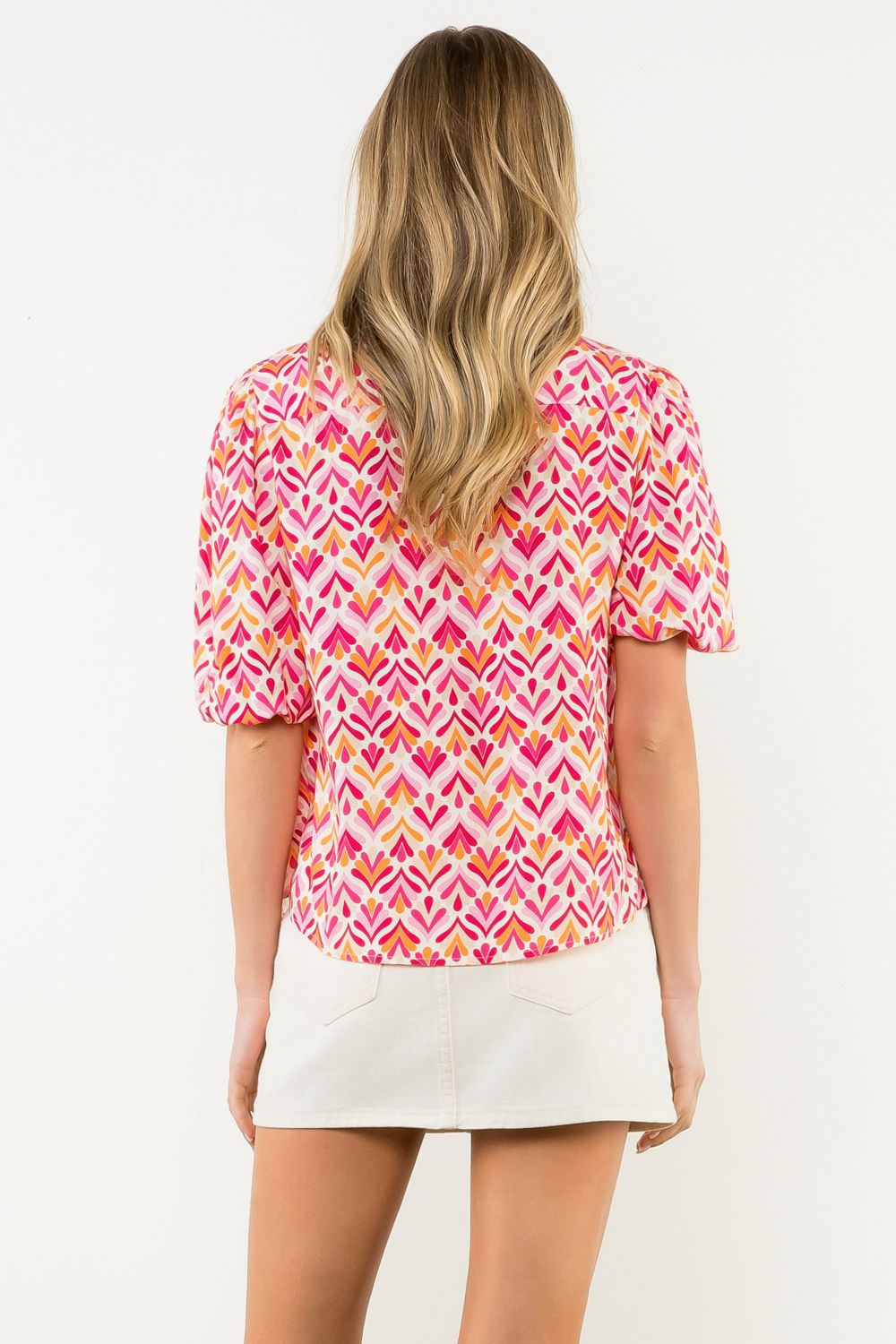 THML Pretty in Pink Puff Sleeve Blouse