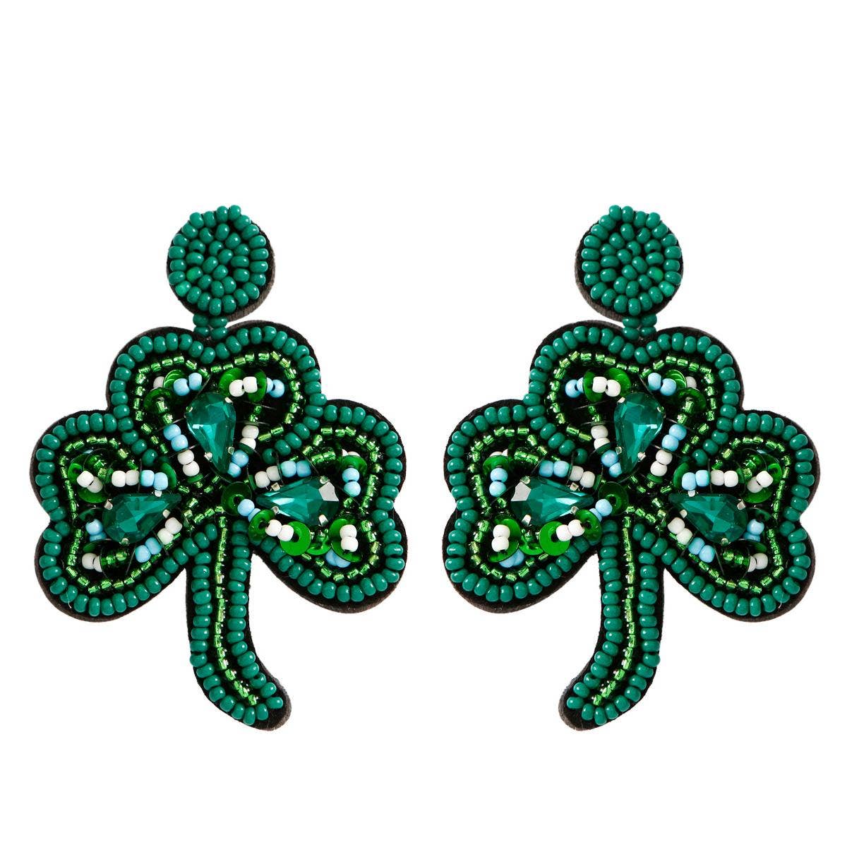 Women's Clover Earrings St. Patrick's Day Rice Bead Earrings
