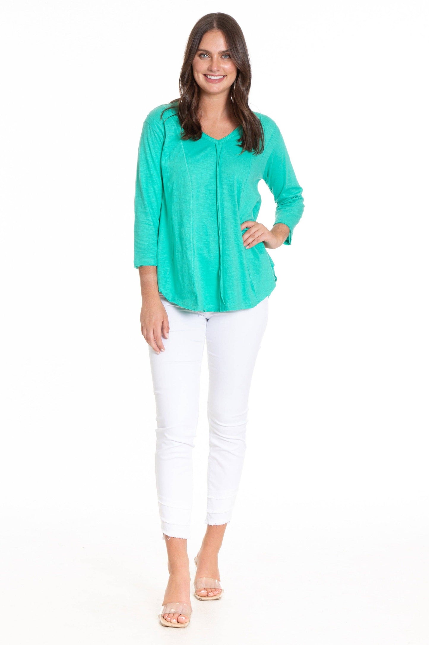 APNY - Flowy V-Neck Tee With 3/4 Sleeve